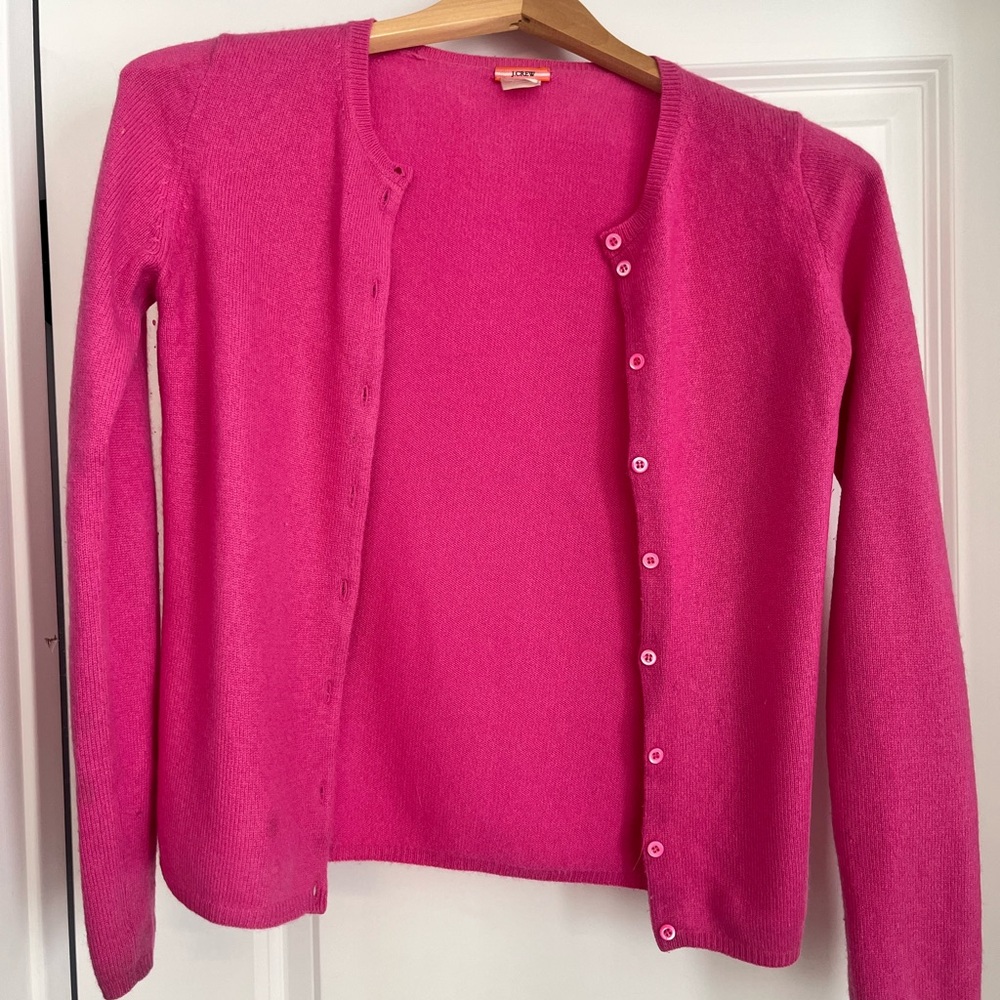J. Crew Vibrant Pink Cashmere Women's Cardigan